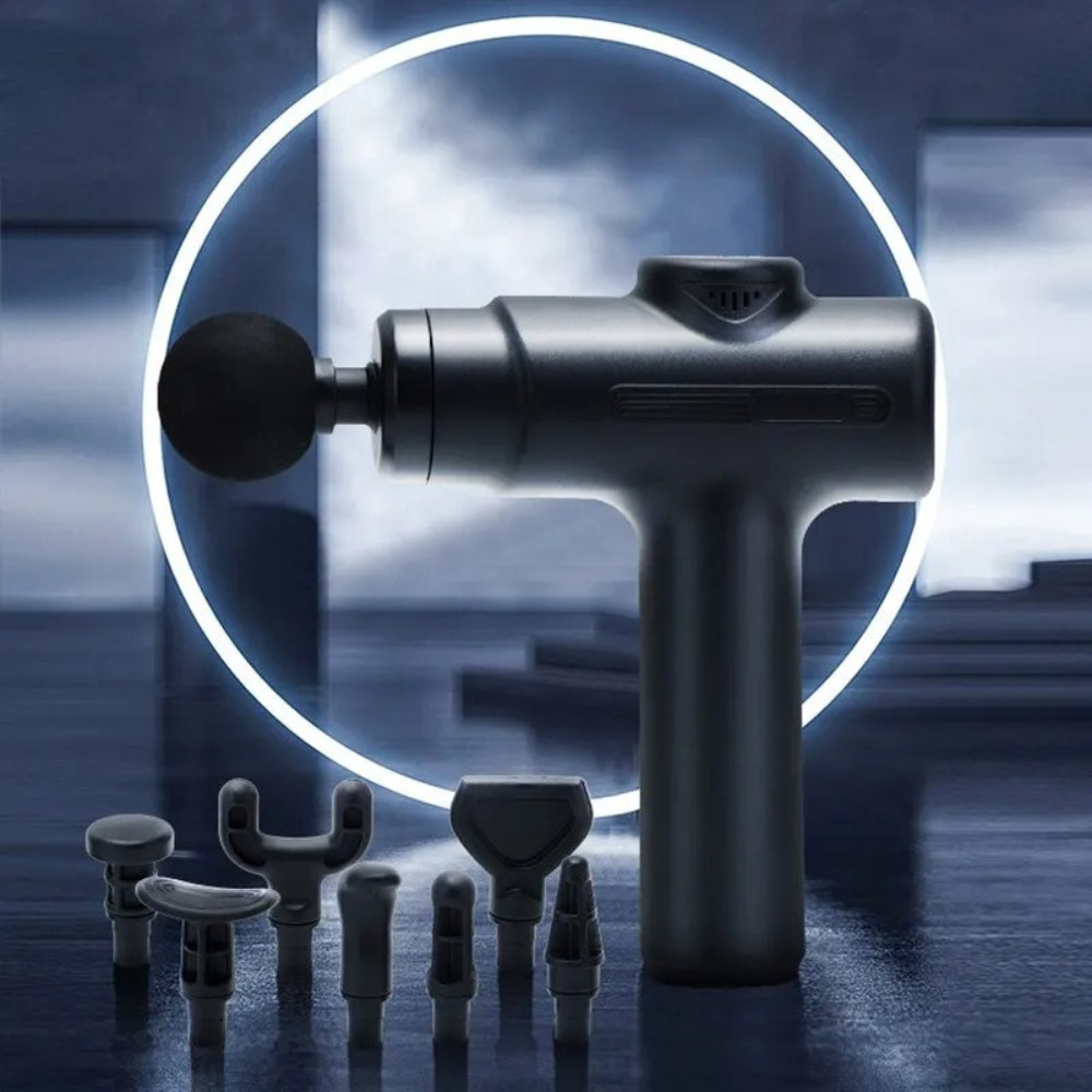 Massagepistol med 8 olika huvuden